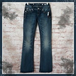 NWT Miss Me Dark Blue Boot Cut Rhinestone Jeans